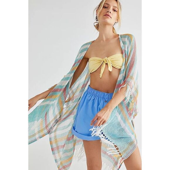 Free People Tan Lines Woven Kimono Size OS - Picture 1 of 4